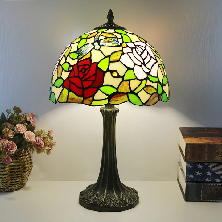 Abajur Tiffany Floral Amarelo 12"
