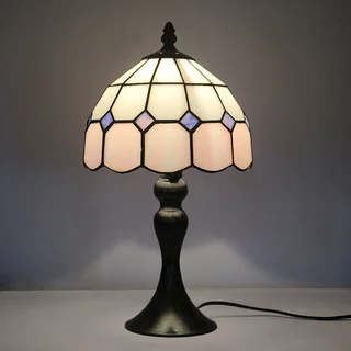 Abajur Tiffany Vitral Rosa 15" | Lótus Veneza