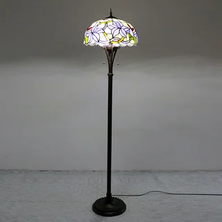Luminária de Piso Tiffany Floral Violeta 16" | Flora Primavera