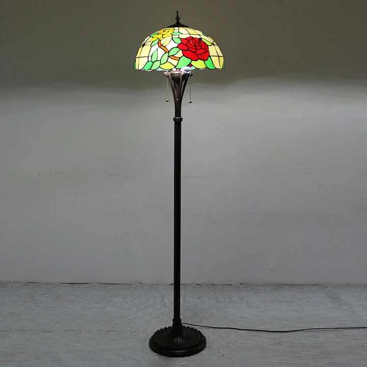 Luminária de Piso Tiffany Rosas 16"