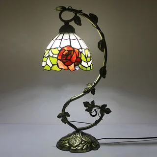 Abajur Tiffany Rosas 8" | base de metal | Magnólia Sublime