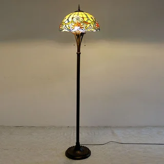 Luminária de Piso Tiffany Floral 16" | Pérola Harmonia