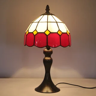 Abajur Tiffany Vitral Vermelho 15" | Riviera Veneza