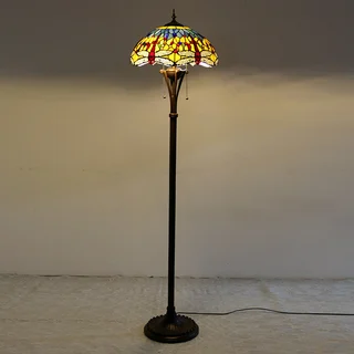 Luminária de Piso Tiffany Libélula 16" | base de metal | Jade Primavera