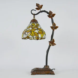 Abajur Tiffany Folhagens 8" | base de metal | Celeste Sublime