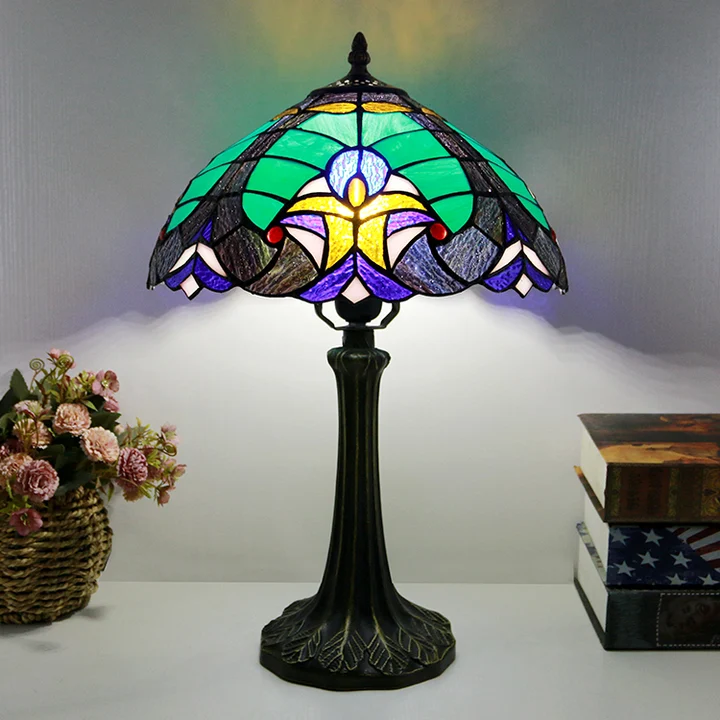 Abajur Tiffany Vitral Azul 12" | Vitória Encantada