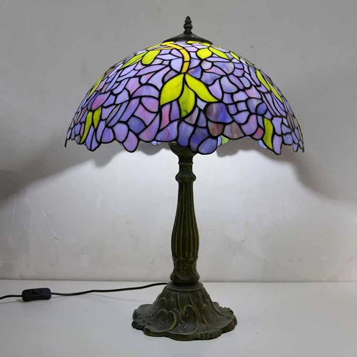 Abajur Tiffany Glicínia 16" | base de zamac