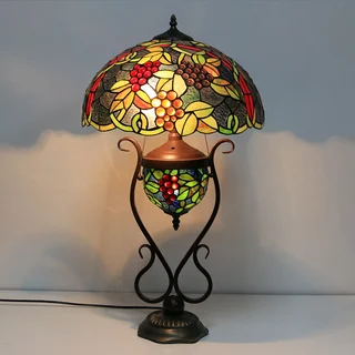 Abajur Tiffany Uvas 16" | base iluminada | Jade Radiante