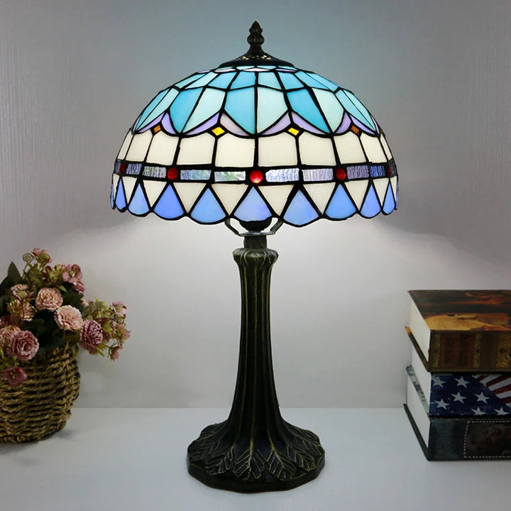 Abajur Tiffany Vitral Azul 12"