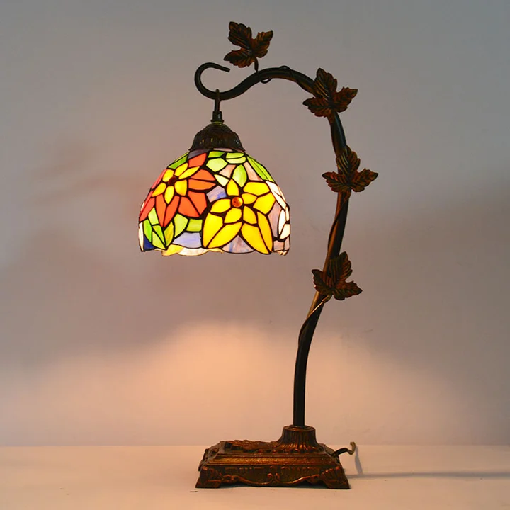 Abajur Tiffany Folhagens 8" | base de metal