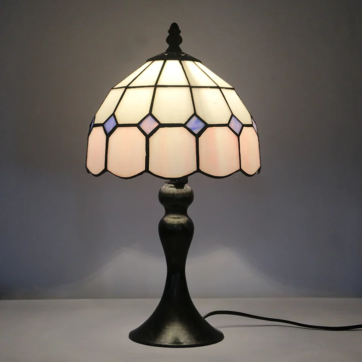 Abajur Tiffany Vitral Rosa 15"