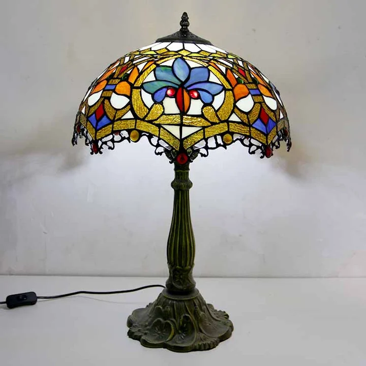 Abajur Tiffany Vitral 16" | base de zamac | Magnólia Eterna