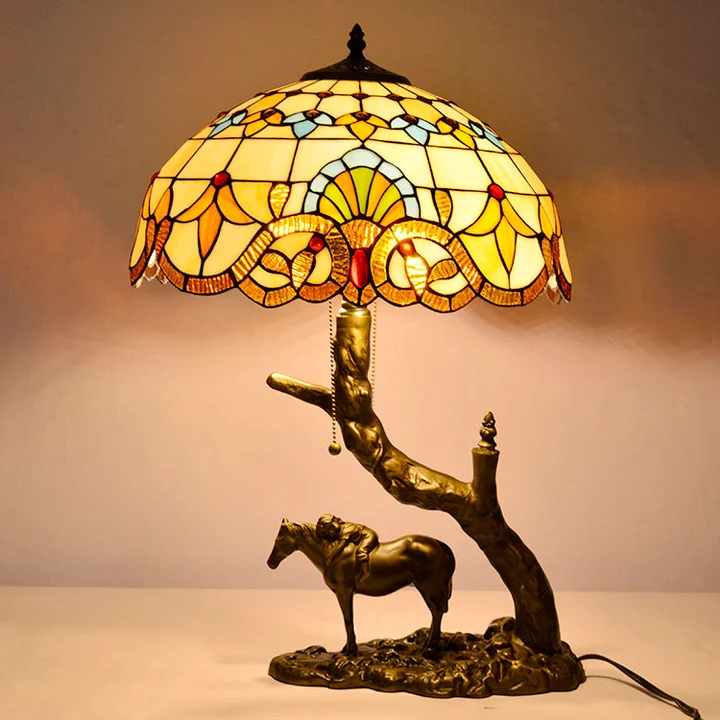 Abajur Tiffany Barroco 16" | base de cavalo