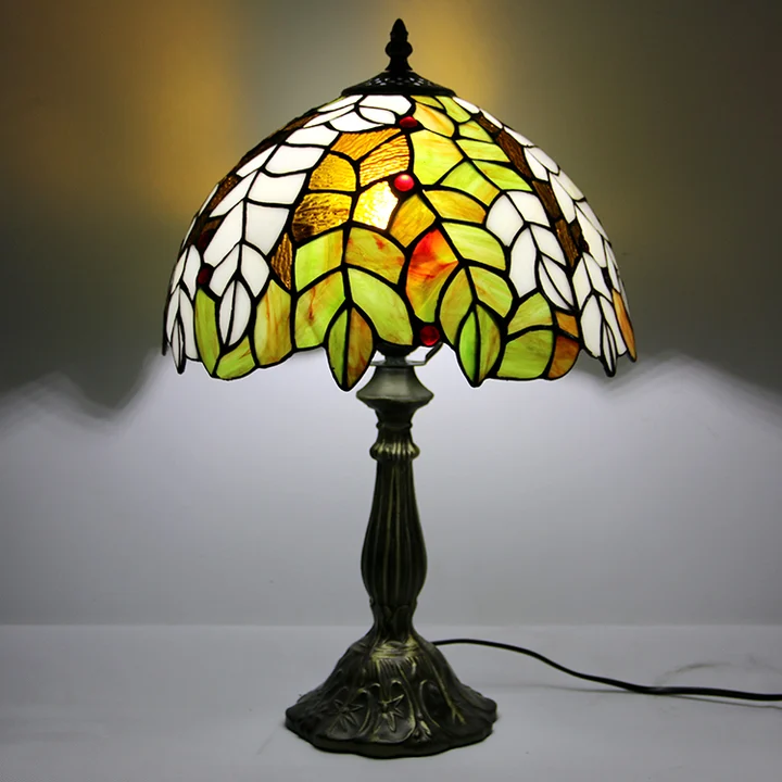 Abajur Tiffany Folhagens Amarelo 12"