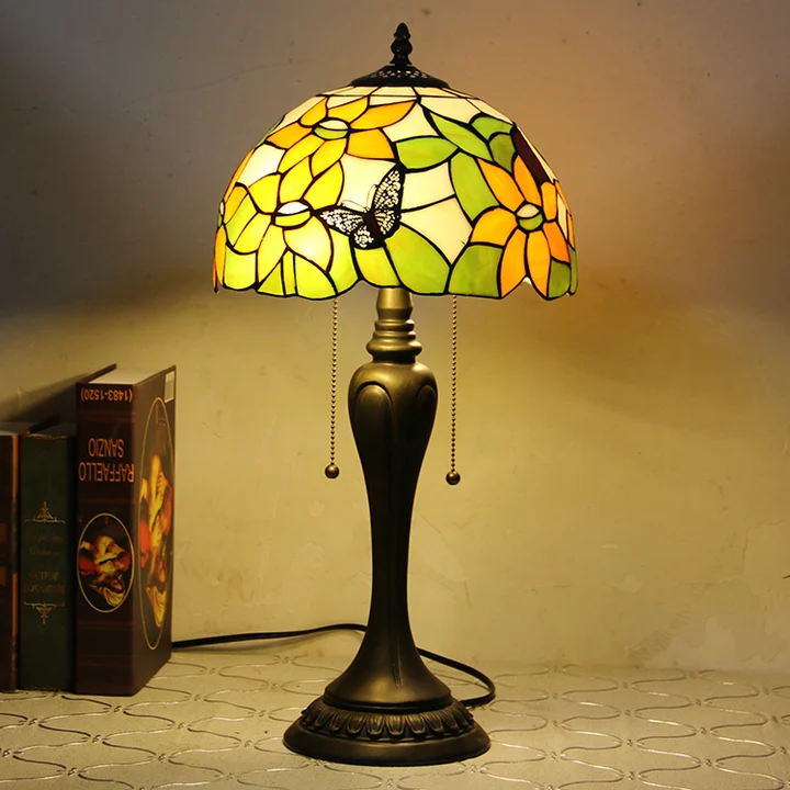 Abajur Tiffany Girassol 12" | Pérola Encantada