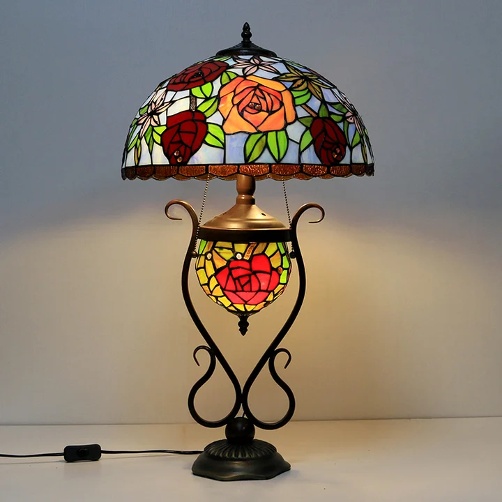 Abajur Tiffany Floral 16" | base iluminada