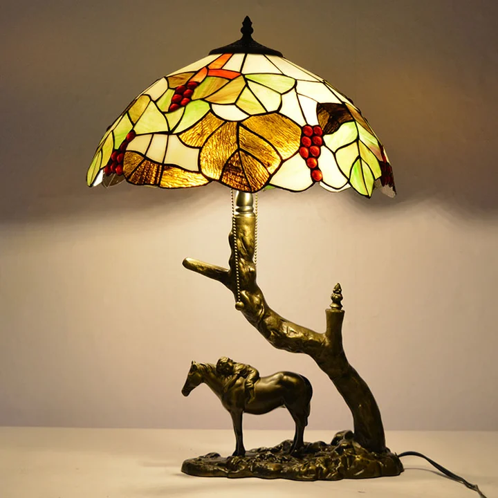Abajur Tiffany Folhagens 16" | base de cavalo