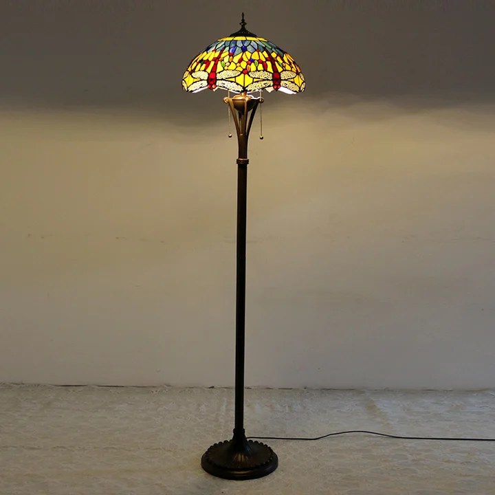 Luminária de Piso Tiffany Libélula 16" | base de metal | Jade Primavera