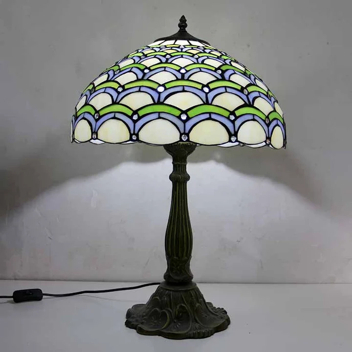 Abajur Tiffany Vitral 16" | base de zamac | Pérola Jardins