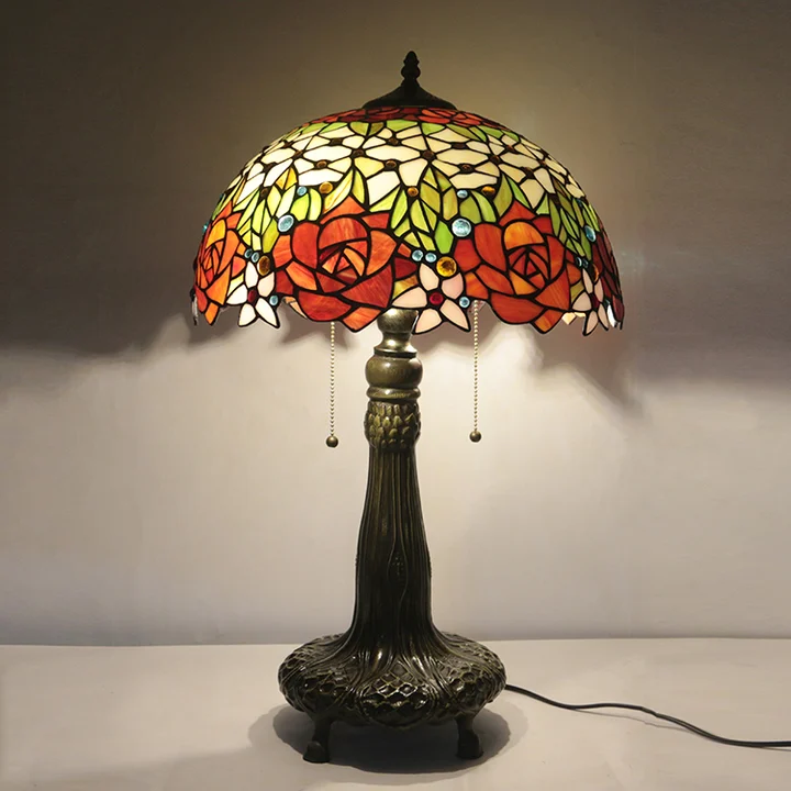 Abajur Tiffany Rosas 16" | Siena Solar