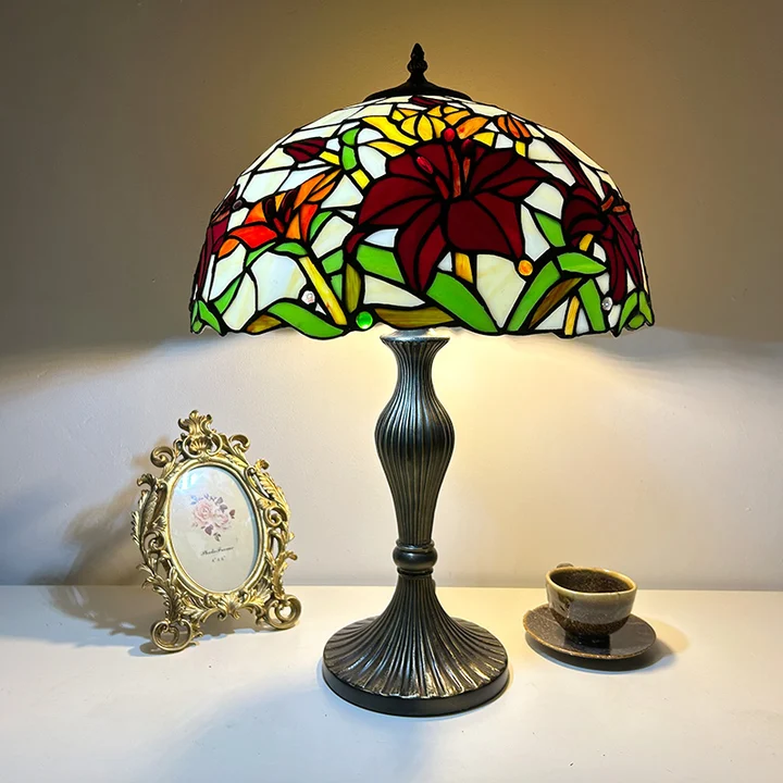 Abajur Tiffany Floral 16" | base de zamac | Flora Firenze